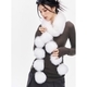 avant-Garde Detachable Pompom Fox Fur Double-Sided Leather Scarf