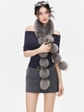 avant-Garde Detachable Pompom Fox Fur Double-Sided Leather Scarf