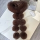 avant-Garde Detachable Pompom Fox Fur Double-Sided Leather Scarf