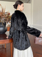 women's Real Mink Fur Patchwork Coat Winter Outerwear