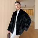 women's Real Mink Fur Patchwork Coat Winter Outerwear