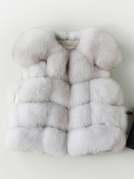 finland Imported Fox Fur Vest Women's Round Neck Waistcoat