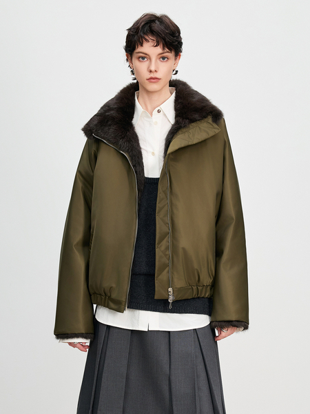 reversible Rabbit Fur Lined Parka Coat