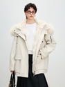 women's Fox Fur Lined Parka Coat With Detachable Fur Trim