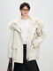 women's Fox Fur Lined Parka Coat With Detachable Fur Trim