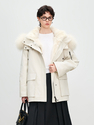 women's Fox Fur Lined Parka Coat With Detachable Fur Trim