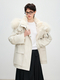 women's Fox Fur Lined Parka Coat With Detachable Fur Trim