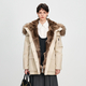 women's Fox Fur Lined Parka Coat With Detachable Fur Trim