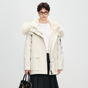 women's Fox Fur Lined Parka Coat With Detachable Fur Trim