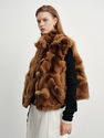 golden Brown reversible Fox Fur Vest Women Winter Fashion