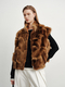 golden Brown reversible Fox Fur Vest Women Winter Fashion