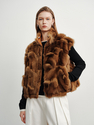 golden Brown reversible Fox Fur Vest Women Winter Fashion