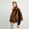golden Brown reversible Fox Fur Vest Women Winter Fashion