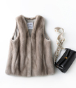 gray women's Mink Fur Vest Coat Short Waistcoat
