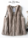 gray women's Mink Fur Vest Coat Short Waistcoat