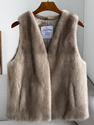 gray women's Mink Fur Vest Coat Short Waistcoat