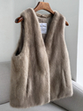 gray women's Mink Fur Vest Coat Short Waistcoat