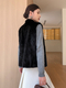 black reversible Mink Fur Vest Chinese Style Winter Waistcoat For Women
