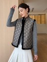 black reversible Mink Fur Vest Chinese Style Winter Waistcoat For Women