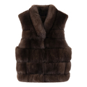 coffee full Fox Fur Vest For Women Short Winter Tank Coat