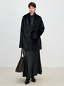 black genuine Mink V-Neck Cuffed Sleeve Winter Overcoat