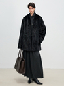 black genuine Mink V-Neck Cuffed Sleeve Winter Overcoat