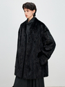 black genuine Mink V-Neck Cuffed Sleeve Winter Overcoat