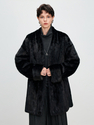 black genuine Mink V-Neck Cuffed Sleeve Winter Overcoat