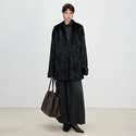 black genuine Mink V-Neck Cuffed Sleeve Winter Overcoat