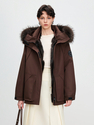 women's Fox Fur Parka Warm Winter Coat Workwear Style