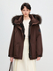 women's Fox Fur Parka Warm Winter Coat Workwear Style