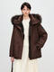 women's Fox Fur Parka Warm Winter Coat Workwear Style