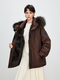 women's Fox Fur Parka Warm Winter Coat Workwear Style