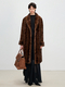 coffee women's Genuine Mink Fur Long Overcoat With Turn-Down Collar