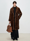coffee women's Genuine Mink Fur Long Overcoat With Turn-Down Collar