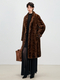 coffee women's Genuine Mink Fur Long Overcoat With Turn-Down Collar