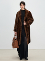 coffee women's Genuine Mink Fur Long Overcoat With Turn-Down Collar