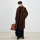 coffee women's Genuine Mink Fur Long Overcoat With Turn-Down Collar