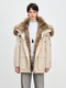 two-Tone Parka With Detachable Raccoon Fur Collar And Wolf Fur Liner