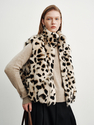 snow Leopard Print Fox Fur Vest For Women