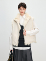 white women's Finnish Fox Fur Genuine Leather Reversible Vest