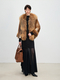 natural mink color women's Mink Fur Coat With Raccoon Fur Collar Winter Overcoat