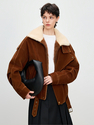 sun Gold flocked Denim Parka With Full Mink Fur Lining