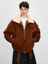 sun Gold flocked Denim Parka With Full Mink Fur Lining