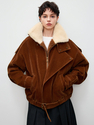 sun Gold flocked Denim Parka With Full Mink Fur Lining