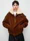 sun Gold flocked Denim Parka With Full Mink Fur Lining