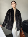 vintage color women's Mink Fur Coat Vintage High-End Winter Fashion