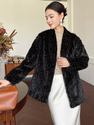 vintage color women's Mink Fur Coat Vintage High-End Winter Fashion