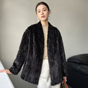 vintage color women's Mink Fur Coat Vintage High-End Winter Fashion