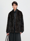 coffee women's Mink Fur Coat V-Neck Patchwork Winter